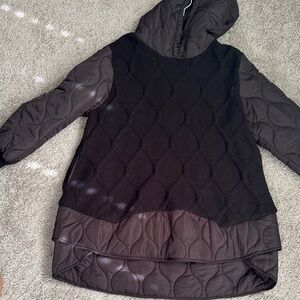 Women's Black Quilted Hooded Jacket